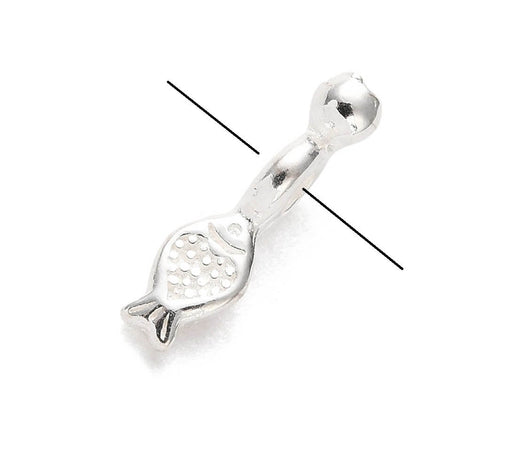 Pendentif poisson et boule en argent 925 - 12mm - Trou: 1mm (1)
