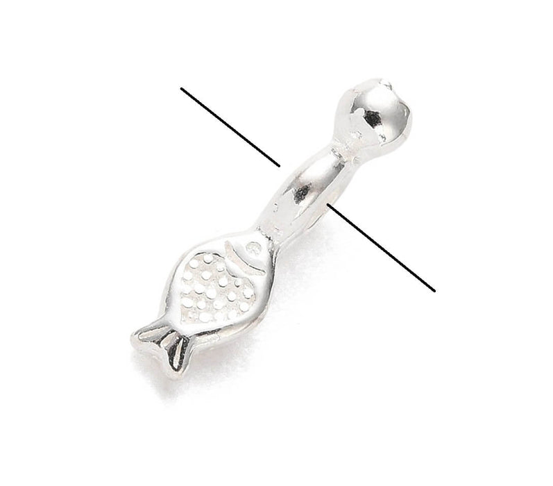 Pendentif poisson et boule en argent 925 - 12mm - Trou: 1mm (1)