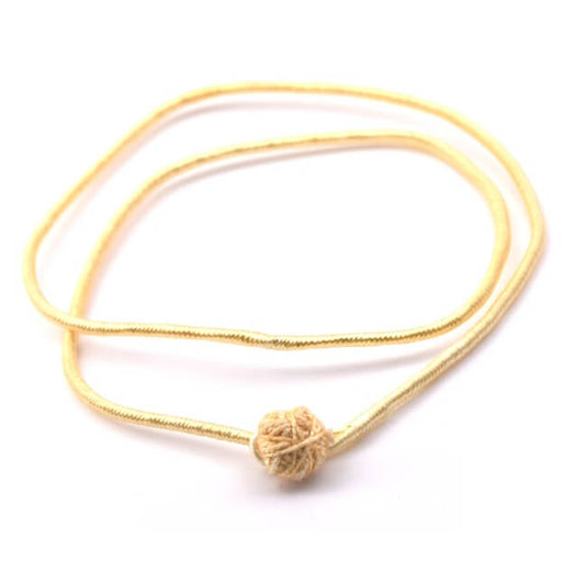 Achat Collier torque en fil de soie et coton couleur jaune crème 44cm (1)