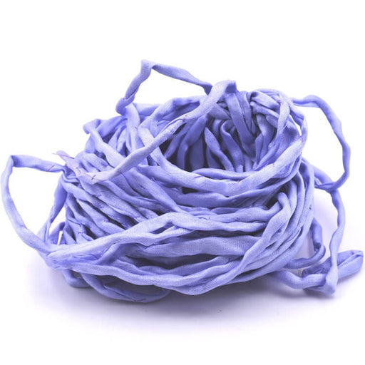 Cordon de soie naturelle teinture main bleu lavande 2mm (1m)