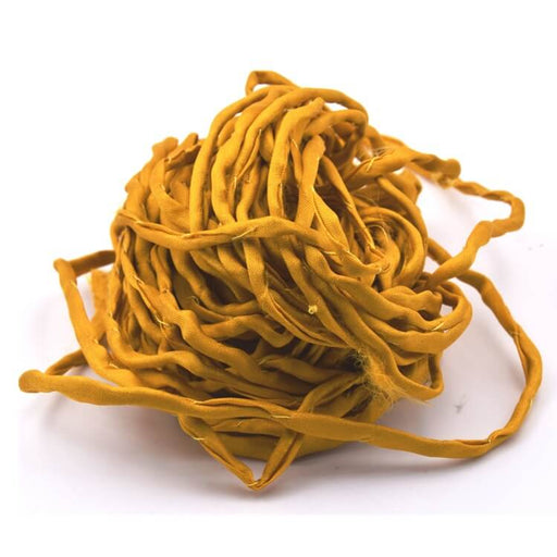 Achat Cordon de soie naturelle teinture main jaune safran 2mm (1m)
