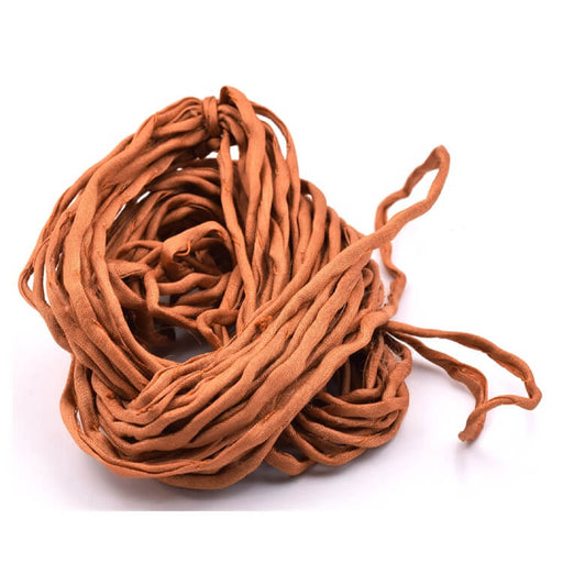 Achat Cordon de soie naturelle teinture main marron sienne 2mm (1m)