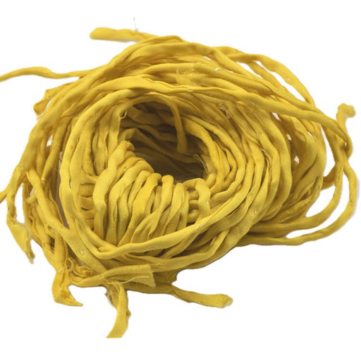 Achat Cordon de soie naturelle cousu main teinture jaune curry 2mm (1m)