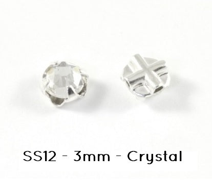 53102 chatons montées plats silver SS12 - 3mm crystal (40)