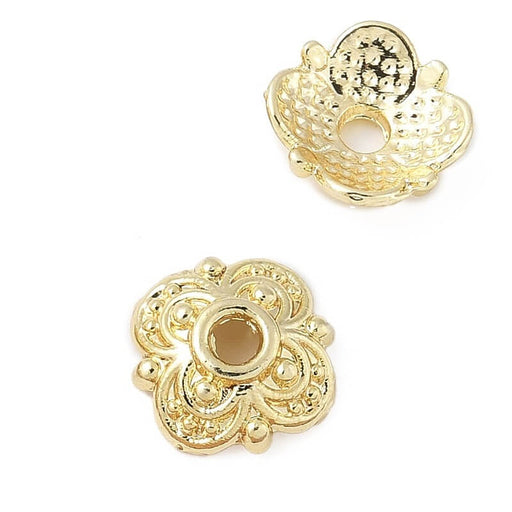 Coquilles en métal doré 8mm pour perles - Trou 1.2mm (2)