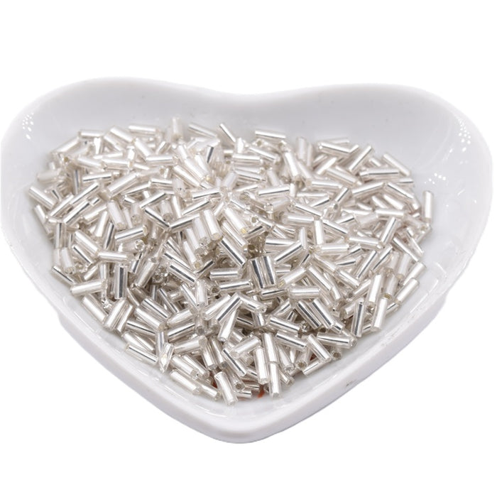 Perles tube en verre silver lined frosted 4-5x2mm - Trou: 0.8mm (10g)