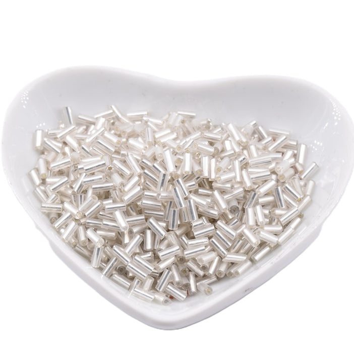 Perles tube en verre silver lined 4-5x2mm - Trou: 0.8mm (10g)