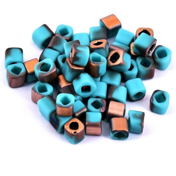 ccY857F - perles Toho cube 4mm Hybrid Apollo Frosted Turquoise (10g)