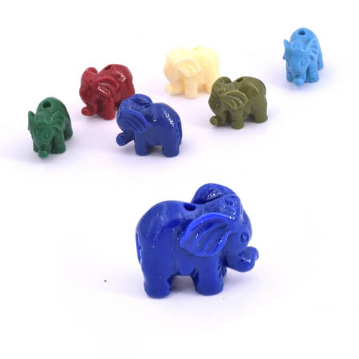 Achat Perle résine bleu foncé éléphant 11x14x8mm - Trou : 1.2mm (1)