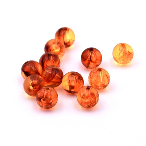 Perle ronde en résine brun ambre 12mm - Trou : 1.8mm (30)