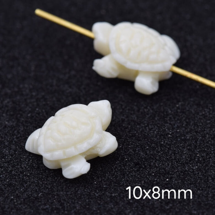 Perle tortue en résine ivoire 10x8mm - Trou: 1mm (2)