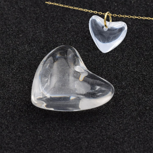 Achat Pendentif résine coeur transparent 18x20mm - Trou : 1.2mm (1)