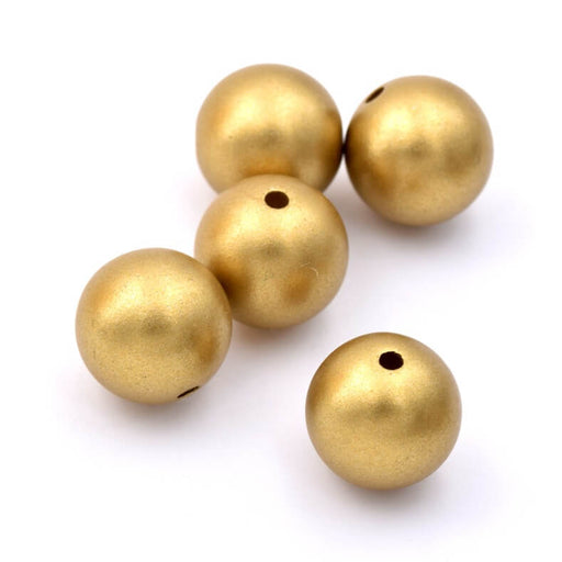 Perle ronde en résine or bronze 14mm - Trou : 1.8mm (30)