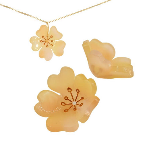 Perle fleur résine jaune 26x11mm - Trou: 1mm (2)
