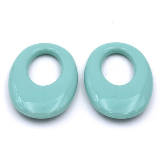 Achat Connecteur pendentif ovale résine vert sauge 32x23mm (2)