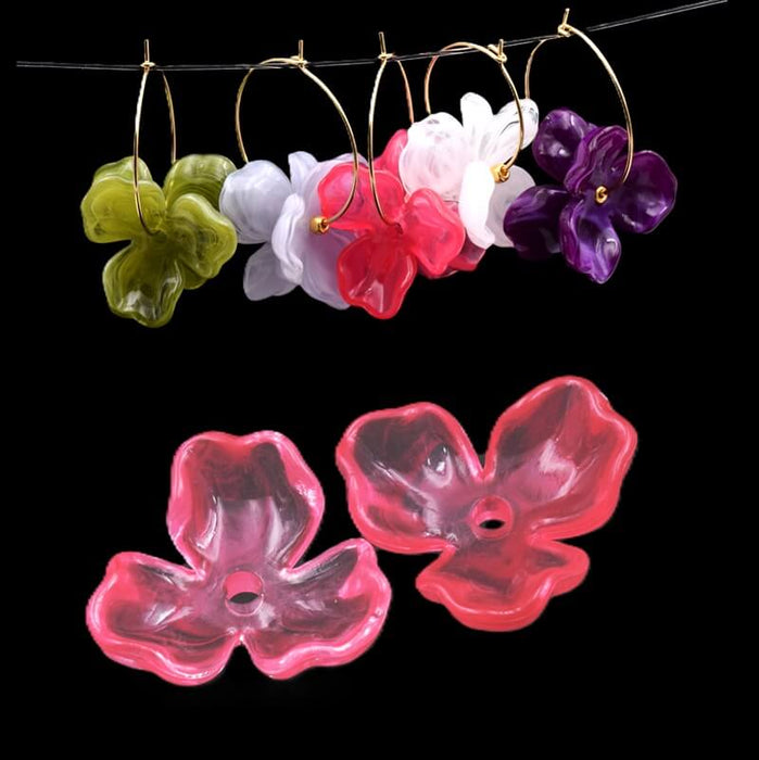 Perle fleur résine néon rose 25mm - Trou: 2mm (2)