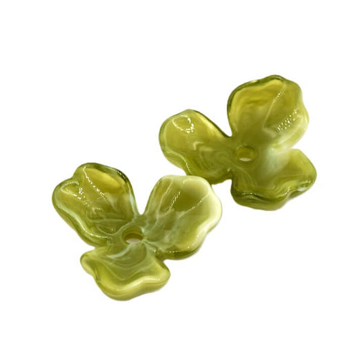 Perle fleur résine vert olive opaque 25mm - Trou: 2mm (2)