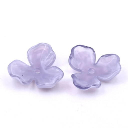Perle fleur résine  Bleu parme 25mm - Trou: 2mm (2)