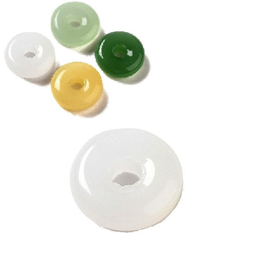 Perle rondelle donut verre imitation jade blanc 10x3.5mm (4)