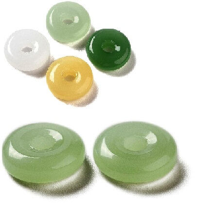 Perle rondelle donut verre imitation jade vert pale 10x3.5mm (4)