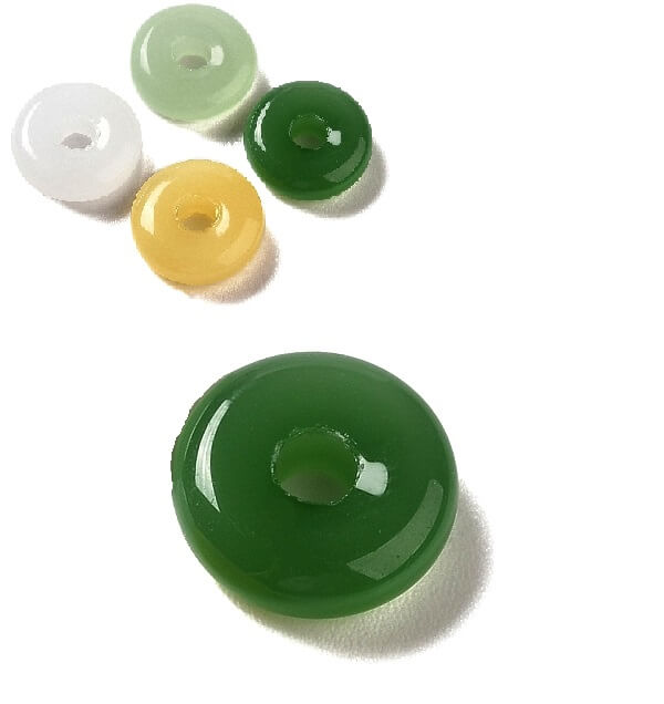 Perle rondelle donut verre imitation jade vert foncé 10x3.5mm (4)