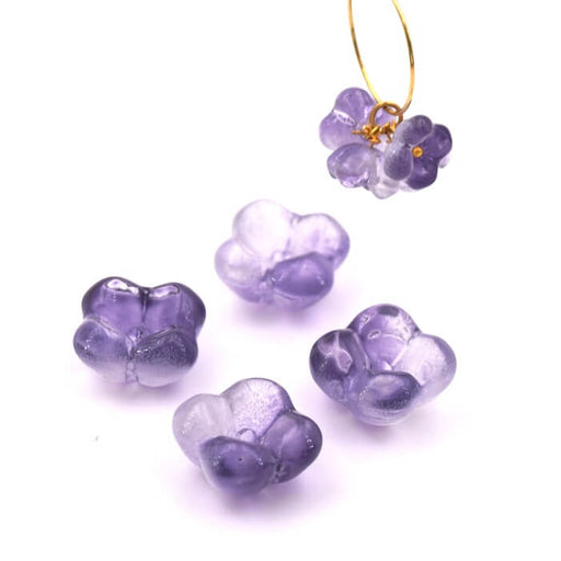 Achat Perle fleur violettes en verre 10x6mm - Trou: 1mm (4)