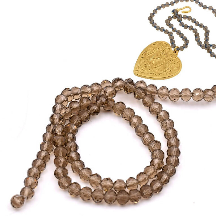 Perles rondelle verre à facettes Black Diamond 4.5x4mm (1fil-39cm)