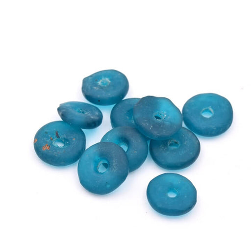 Perles donut en pate de verre Montana mat 10-12mm (10)