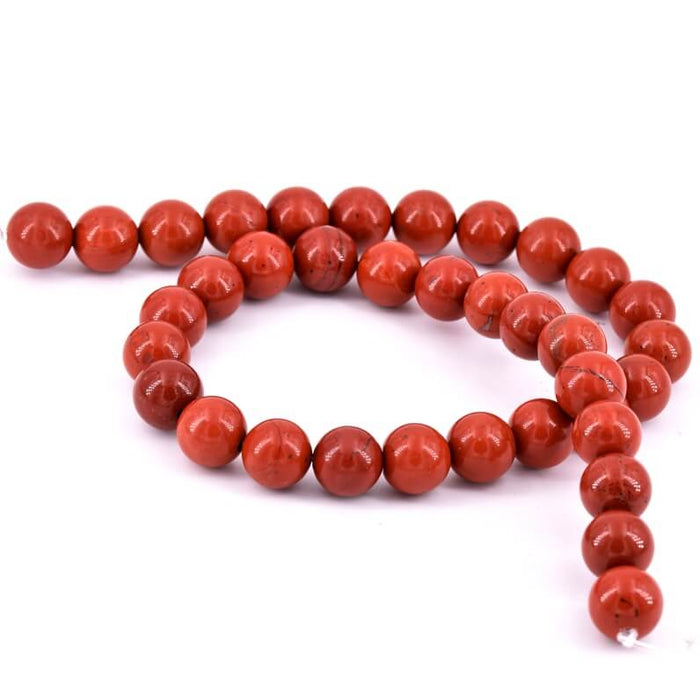 Perles ronde jaspe rouge naturel 10mm - Trou: 1mm (1 fil- 38cm)