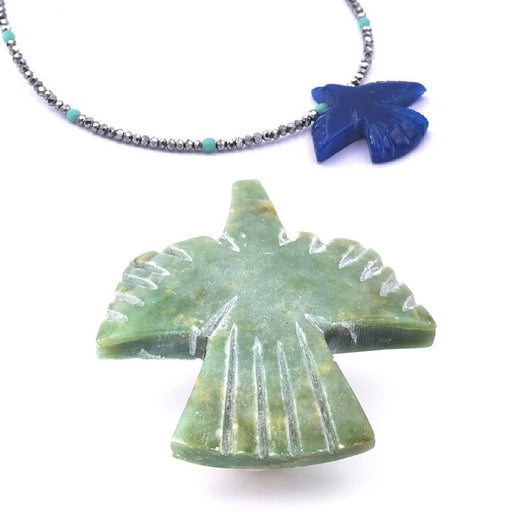 Perle en jade verte oiseau aigle condor 25x25mm (1)