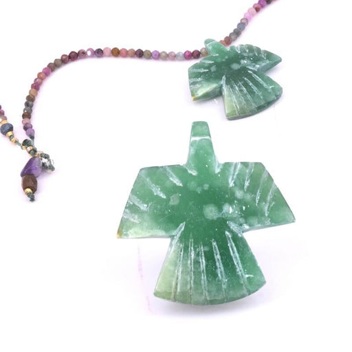 Perle pendentif en jade verte oiseau aigle condor 35x35mm (1)