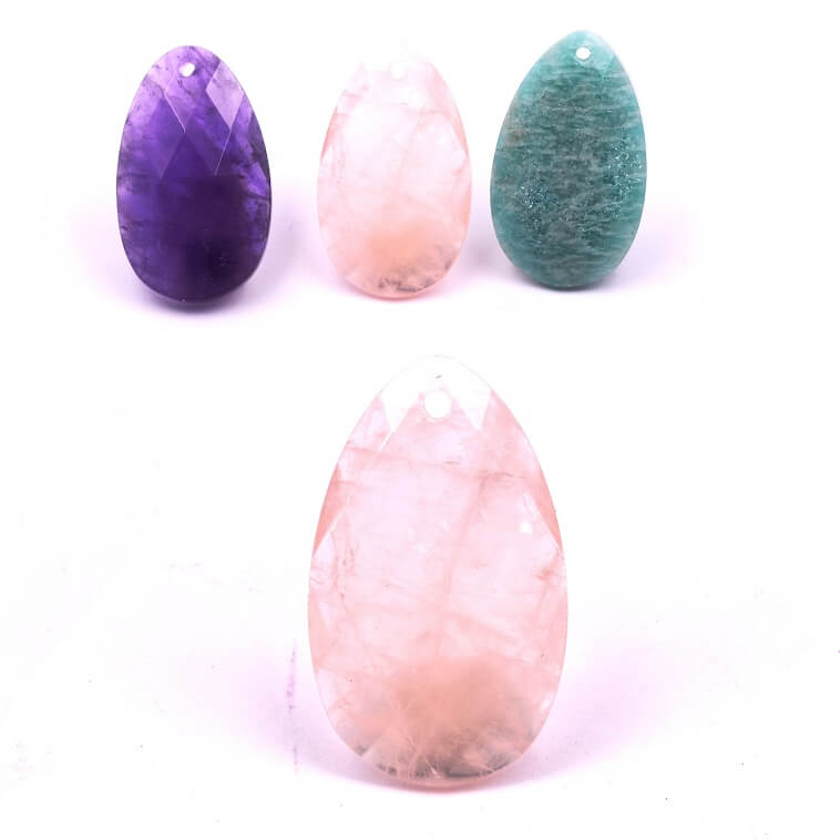 Fil De Perles En Quartz Rose Facetté - 28 Perles Ovales 14x10 Mm, Longueur 39 Cm, Fait Main, Neuf