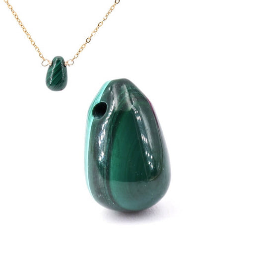 Pendentif goutte en malachite 10x6mm - Trou: 0.8mm (1)