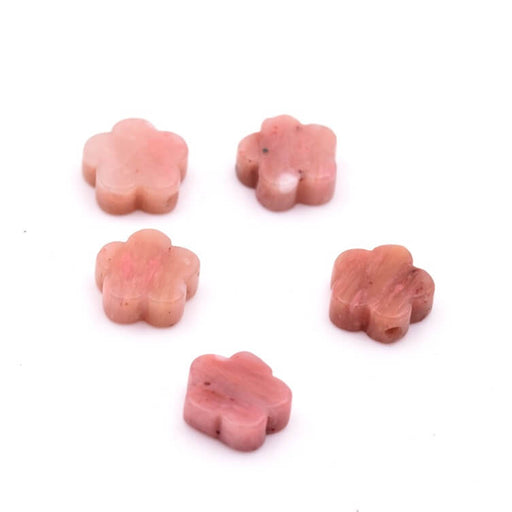 Perle fleur en rhodonite 6mm - Trou: 0.8mm (5)