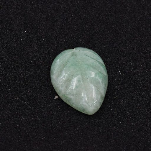 Pendentif feuille en aventurine verte 19x14mm - Trou: 0.8mm (1)