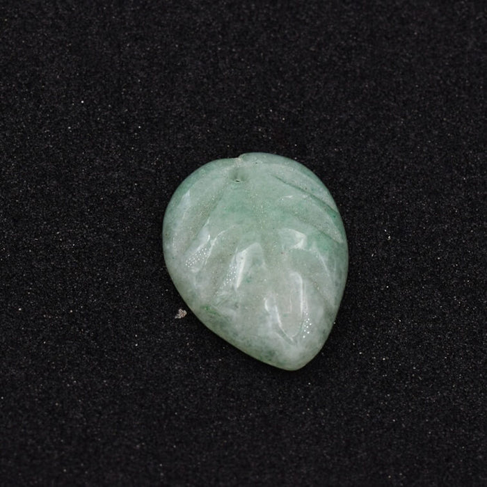 Pendentif feuille en aventurine verte 19x14mm - Trou: 0.8mm (1)