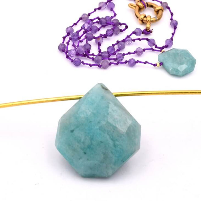 Pendentif goutte polygone à facette en amazonite 15x14mm- Trou: 0.8mm (1)