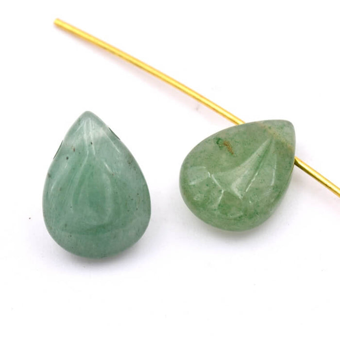Pendentif goutte en aventurine 14x10mm- Trou: 0.8mm (2)