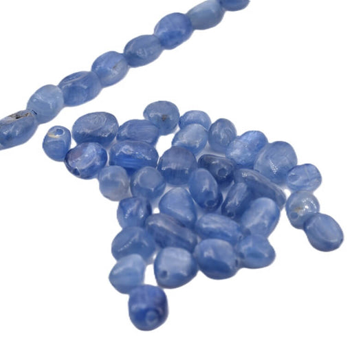Perles petit galet Cyanite  4-6mm - Trou: 0.9mm (32 perles-20cm)