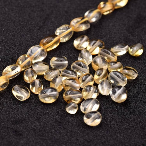 Perles petit galet Citrine  5-7mm - Trou: 0.9mm (32 perles-20cm)