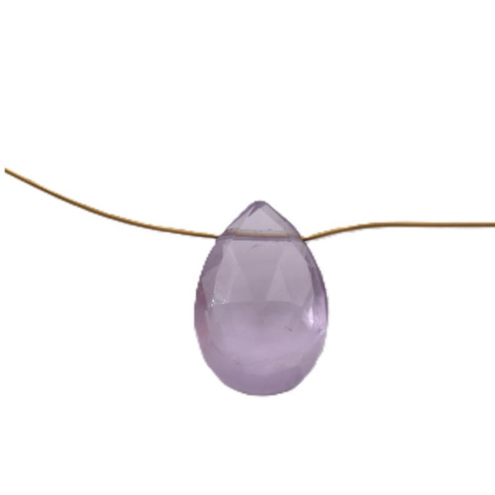 Pendentif goutte facettes en Améthyste clair 13x9mm - Trou : 0.5mm (1)