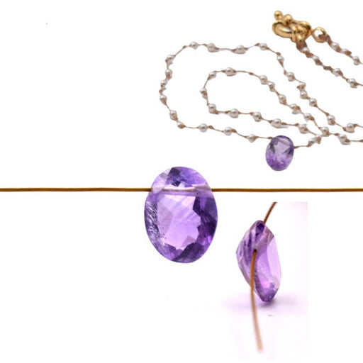 Achat Pendentif perle ovale Améthyste taillé facettes 8x6x4mm. Trou 0.4mm (1)