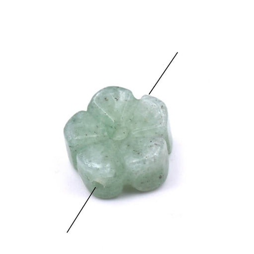 Perle sculptée fleur aventurine 14mm, trou 1mm (1)