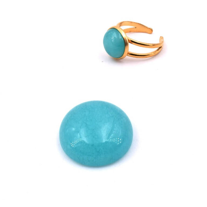 Cabochon rond en jade teinté amazonite 12mm (1)