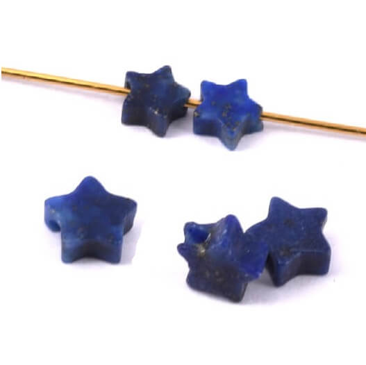 Perle étoile en lapis-lazuli 6x2mm - Trou: 0.8mm (5)