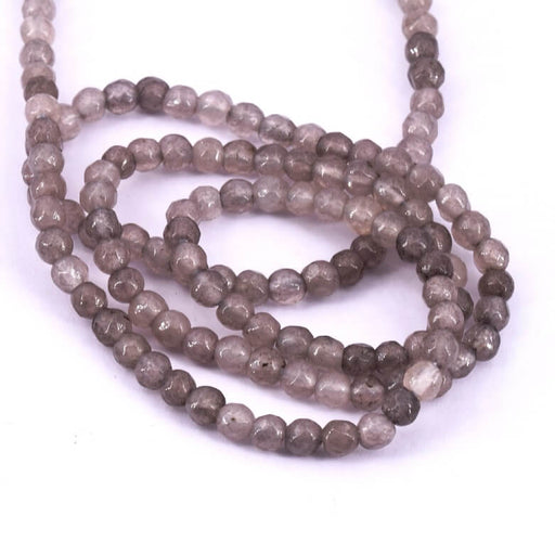 Achat Perle ronde à facettes agate grise 3-3.5mm - Trou : 0.5mm (1 Fil-36cm)