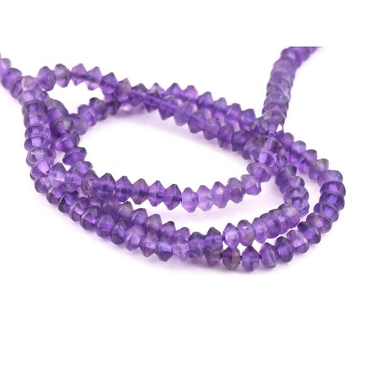 Achat Perle Améthyste 4x2mm rondelles bicone toupie - Trou 0.6mm (1 fil-38cm)