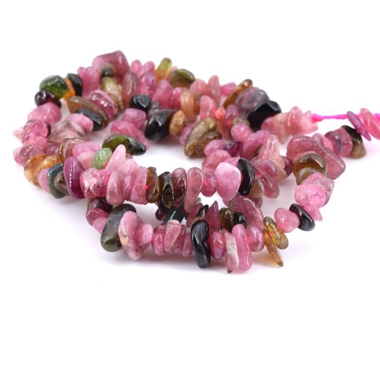 Lot De 50 Perles Tourmaline Multicolore – Rocailles Chips 3-8mm – Pierres Naturelles – Pour Création Bijoux