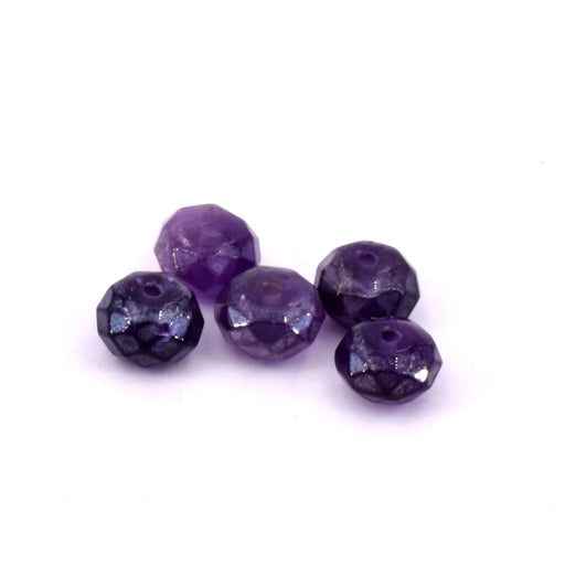 Perles rondelles à facettes Améthyste 6.5-7.5x3.5mm - Trou: 1mm (5)