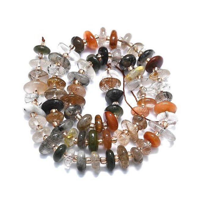 Perle lamelle quartz rutile 6-13x8.5x3-4mm - Trou: 1mm (1 fil-39cm)